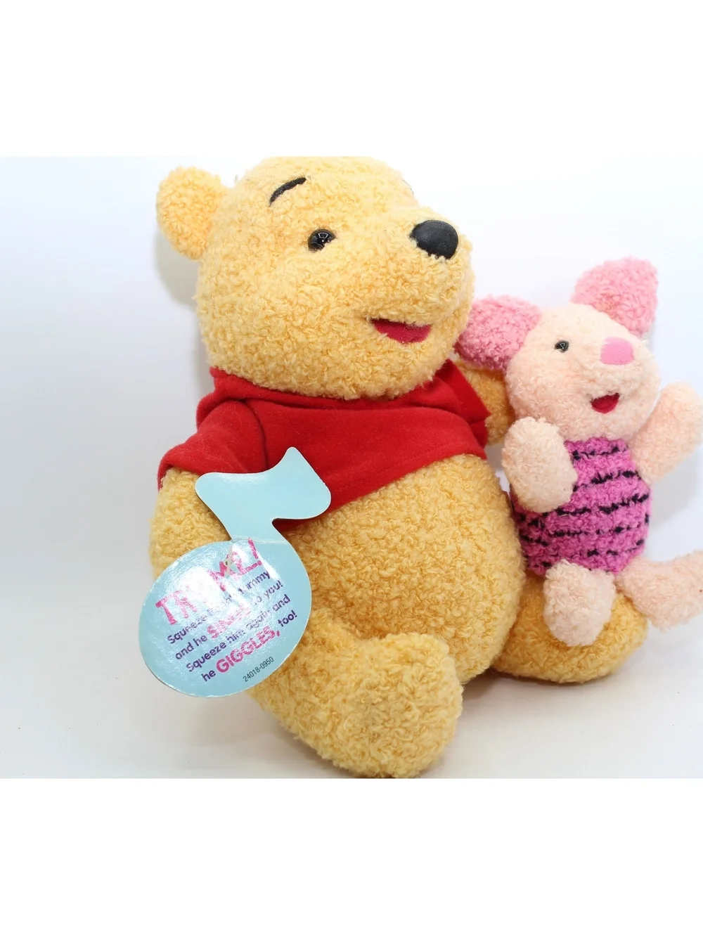 1999 Disney Winnie the Pooh Squeeze Piglet Pooh Sings Giggles Plush 2 Dolls